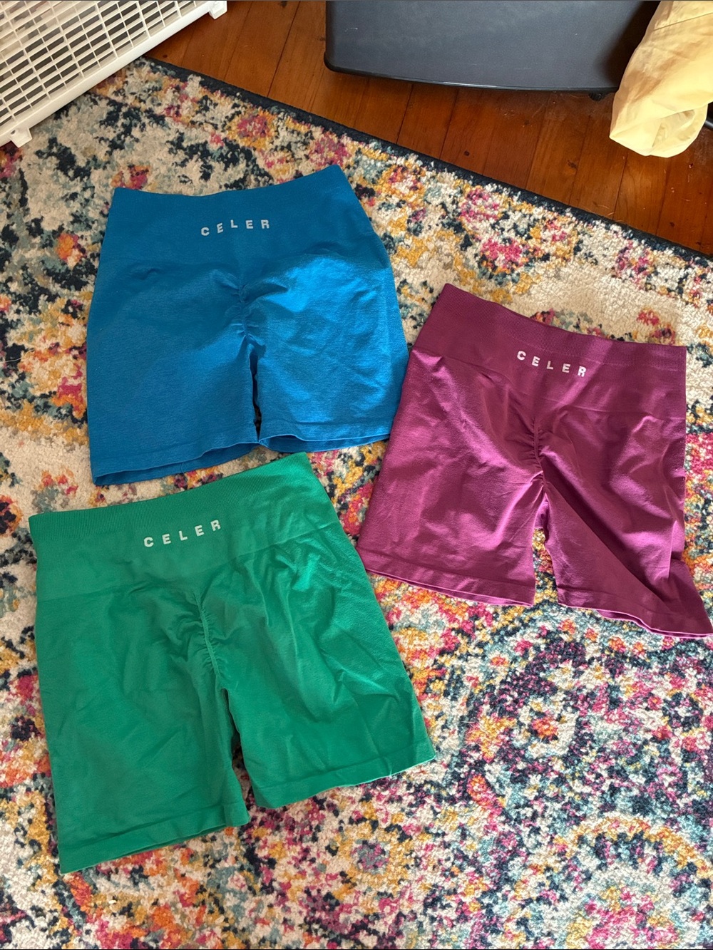 Women's Athletic Bike Shorts — Teal, Green, Magenta
